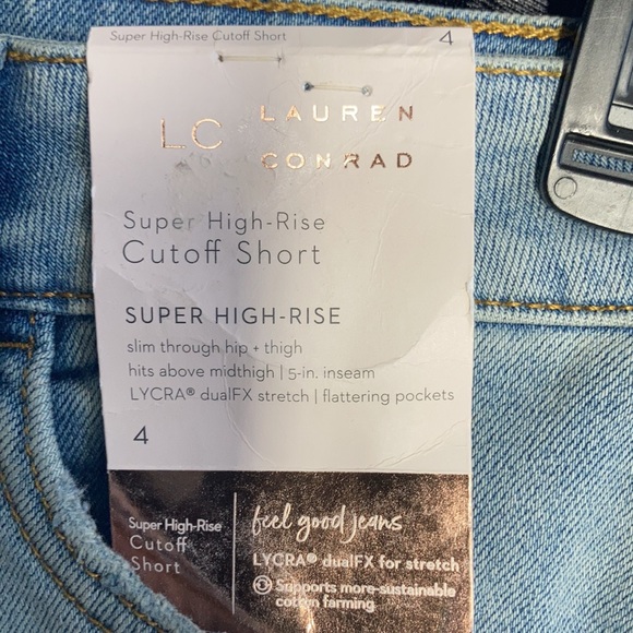Relist6/28❌ LC Lauren Conrad super high rise cut off distressed denim short 4 - Picture 7 of 16